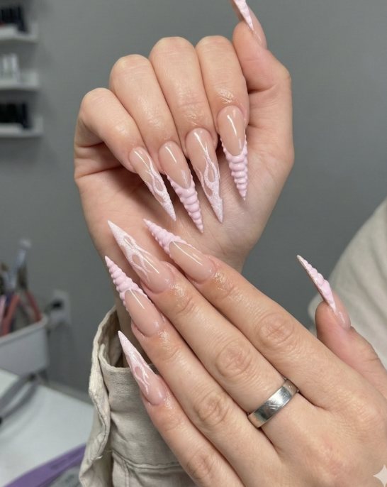 Long pink ombre acrylic nails at Lilylux Nail Spa in London, Ontario